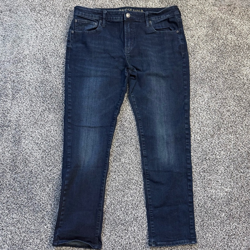 Men’s American Eagle Blue Skinny Jeans with Modern Appeal 36X30